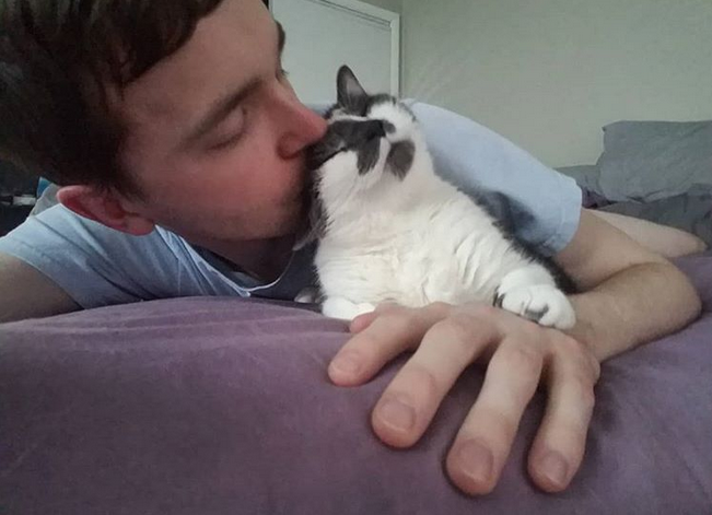 medical student and his cat Scoot