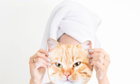 cat face towel with ginger cat face